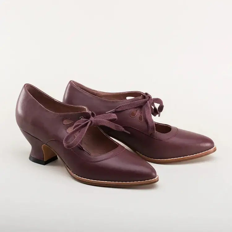 Women's Mary Jane Shoes with Lace-Up Detail and Low Block Heel