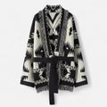 Women's Cardigan with Cashmere, Jacquard Details and Tassels