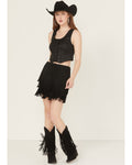 Brexa - Faux Suede Fringe Skirt