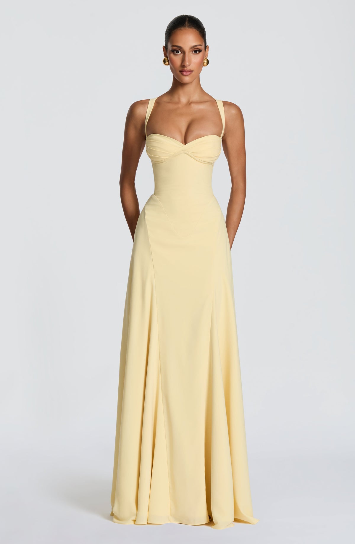 Mirela - Lemon Sweetheart Maxi Dress
