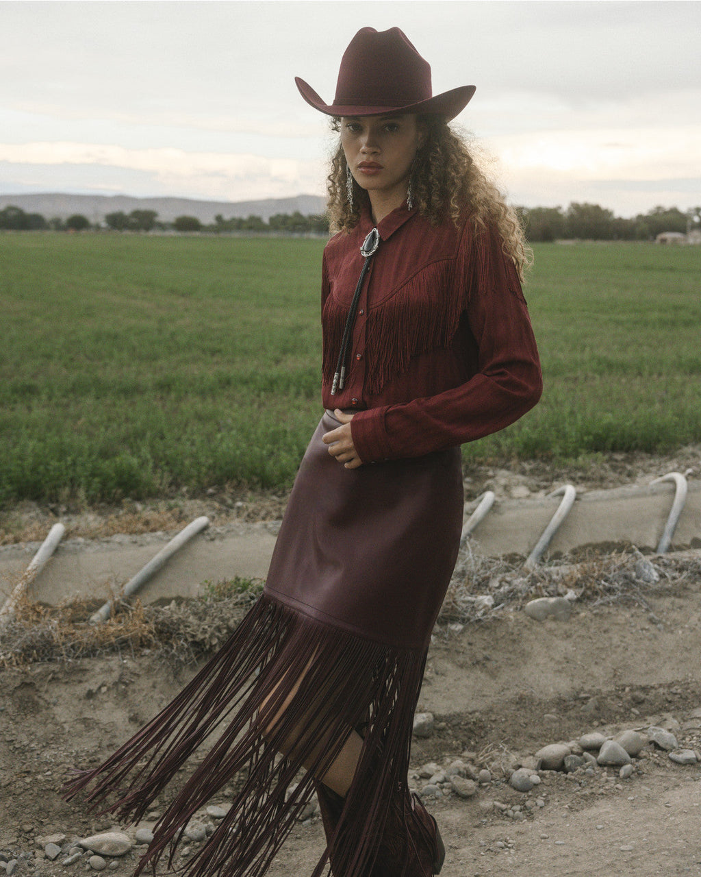 Marrow - Faux Leather Fringe Skirt