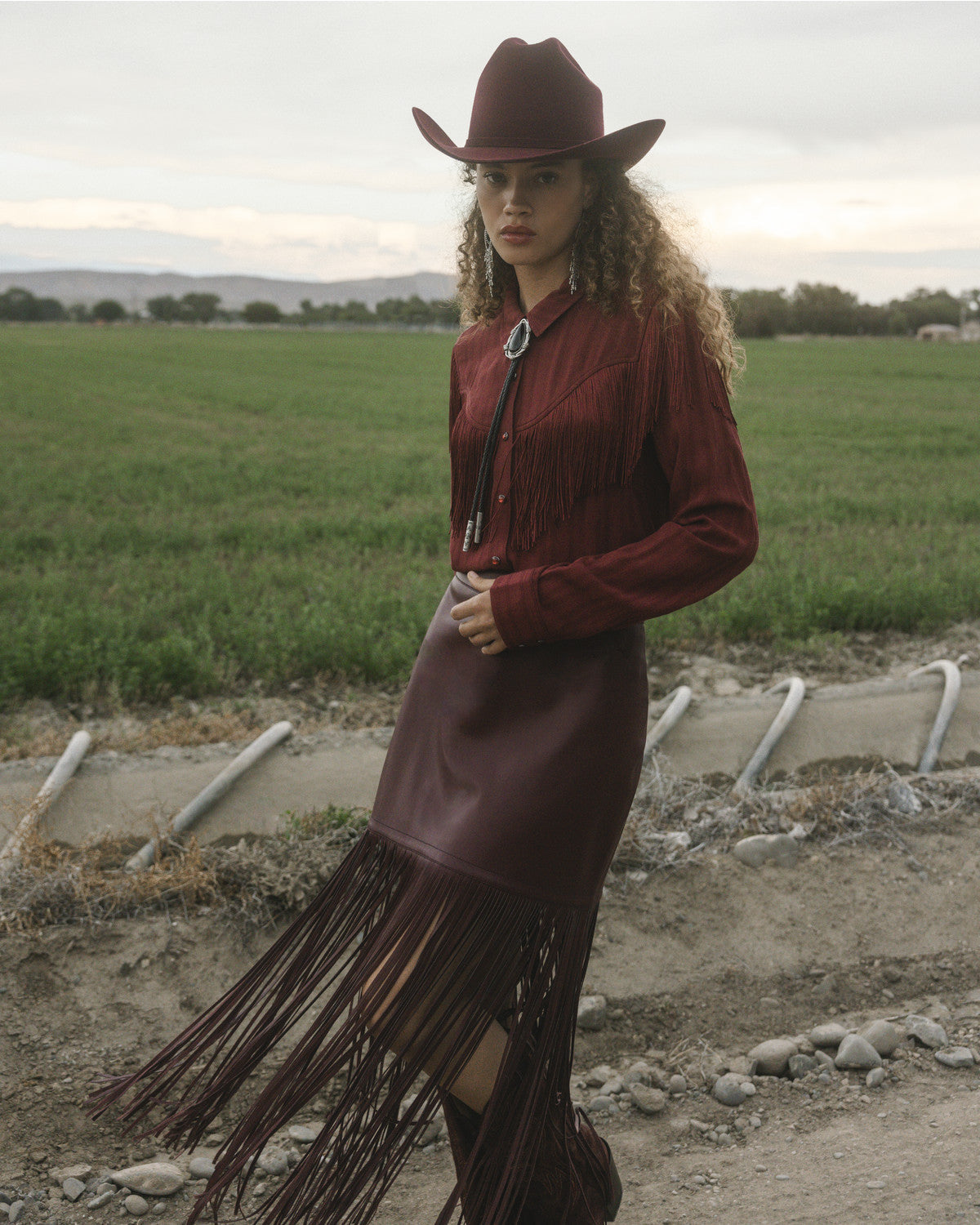 Marrow - Faux Leather Fringe Skirt
