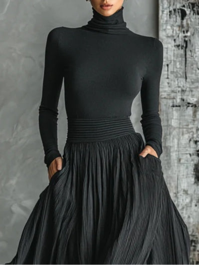 Women's Clothing Set with Long-Sleeve Top and Maxi Skirt