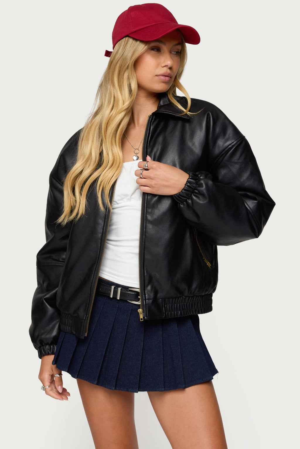Corwin - Faux Leather Bomber Jacket