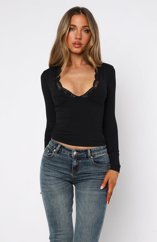 Calypso - Lace Trim V-Neck Top