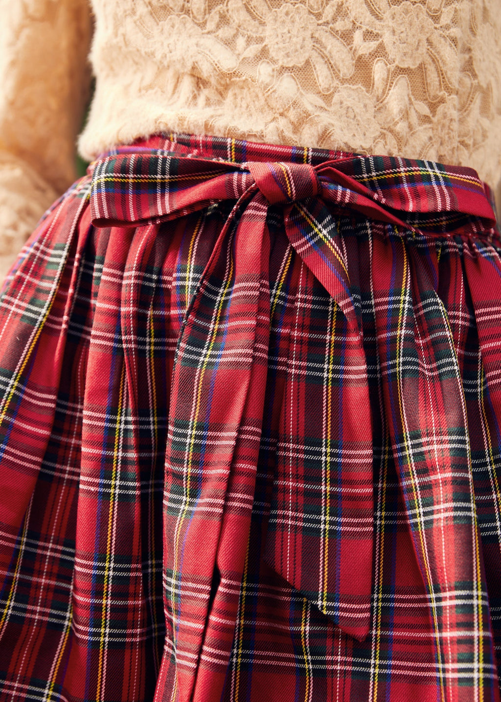Marigold - Plaid Bow Dirndl Skirt