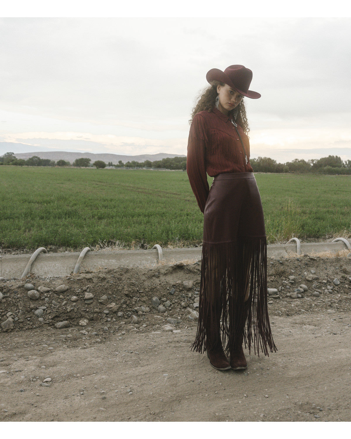Marrow - Faux Leather Fringe Skirt