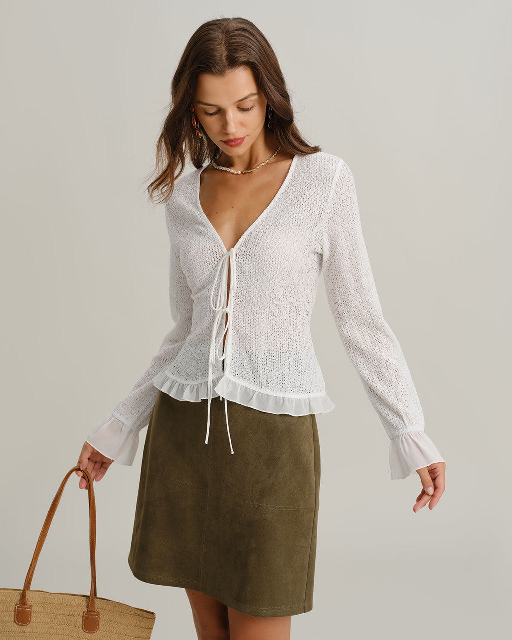 Women's Faux Suede Mini Skirt, Timeless Retro-Inspired Straight Silhouette with Back Zipper and Slit for Summer Days