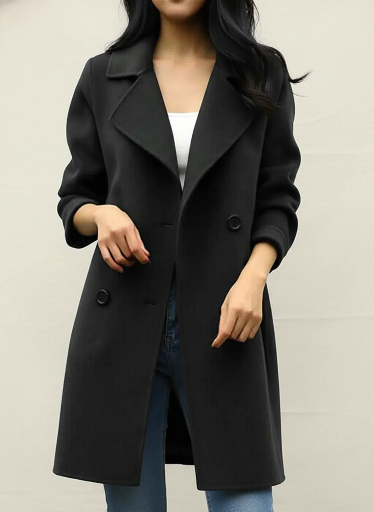 Hollis - Double-Breasted Notched Lapel Coat