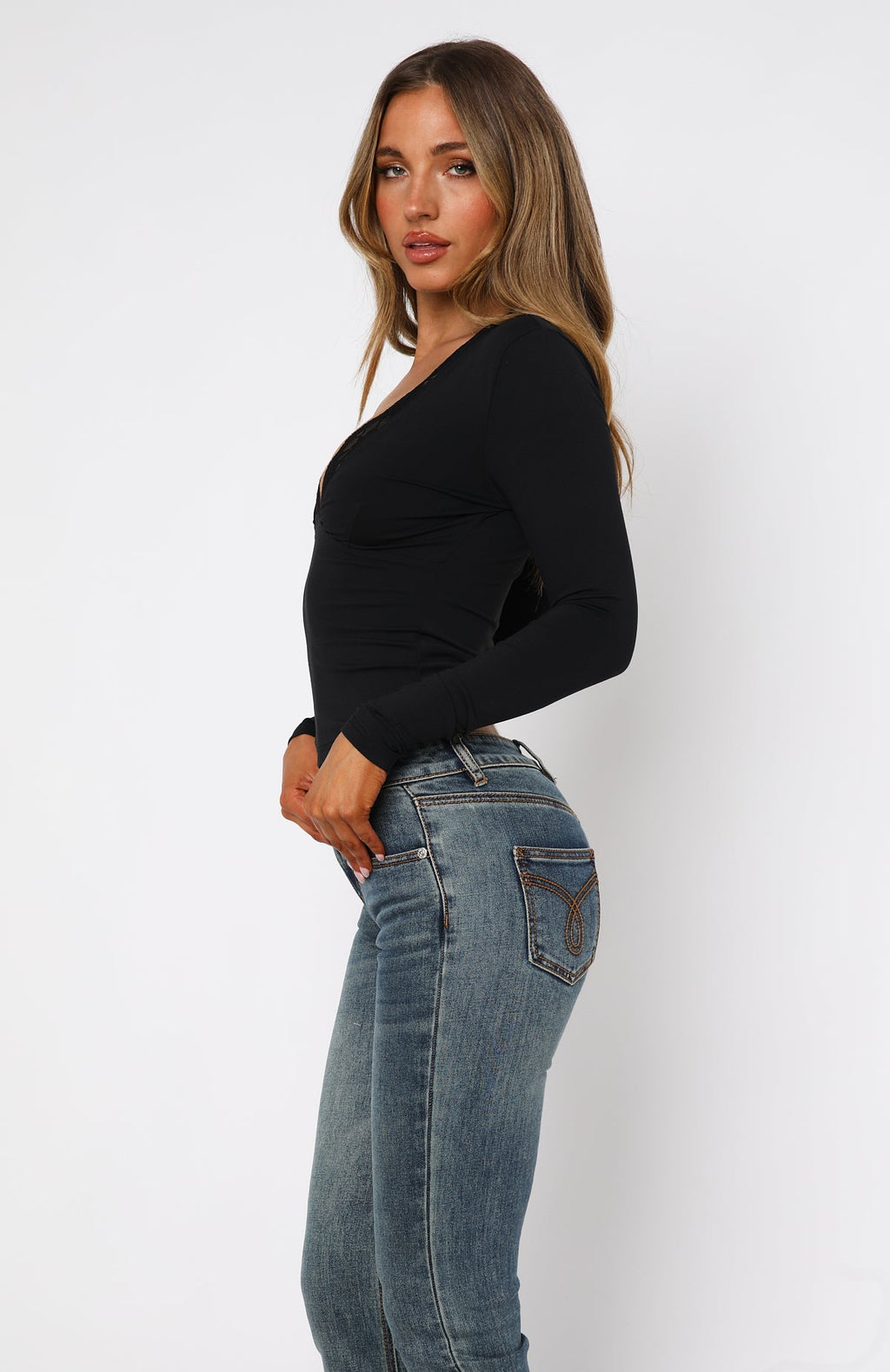 Calypso - Lace Trim V-Neck Top