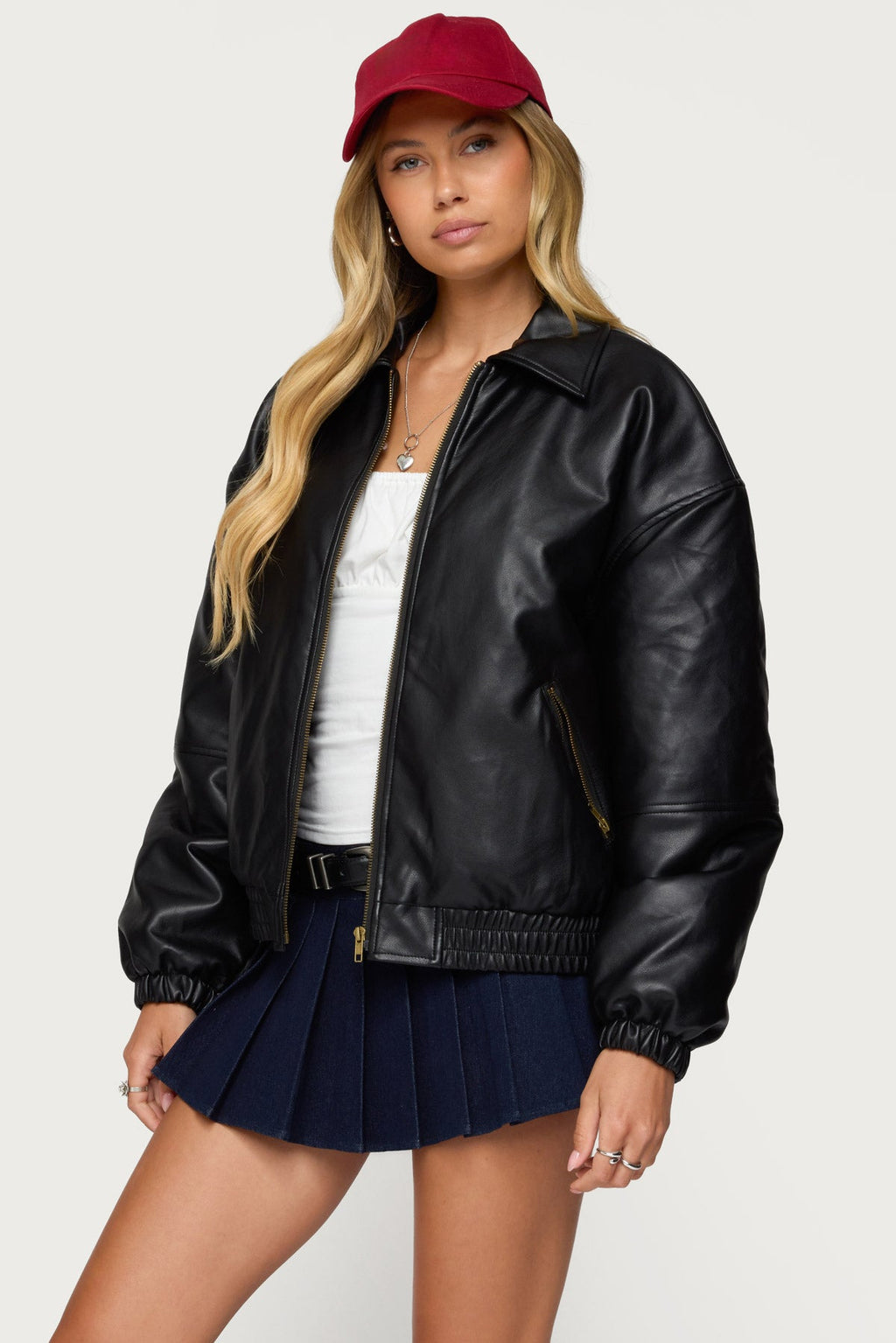 Corwin - Faux Leather Bomber Jacket