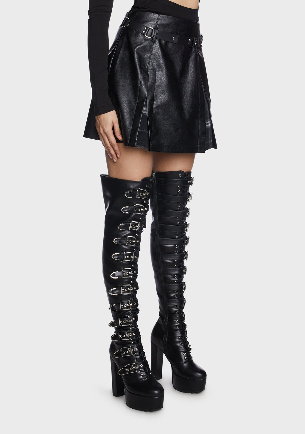 Vaelin - Plaid Side Slit Skirt