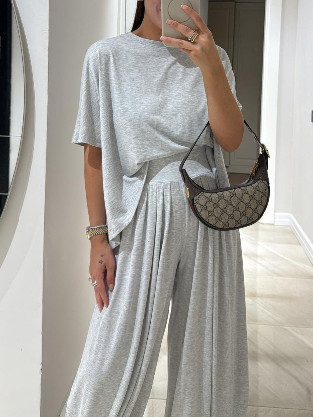 Women's Casual Top and Wide-Leg Pants Set
