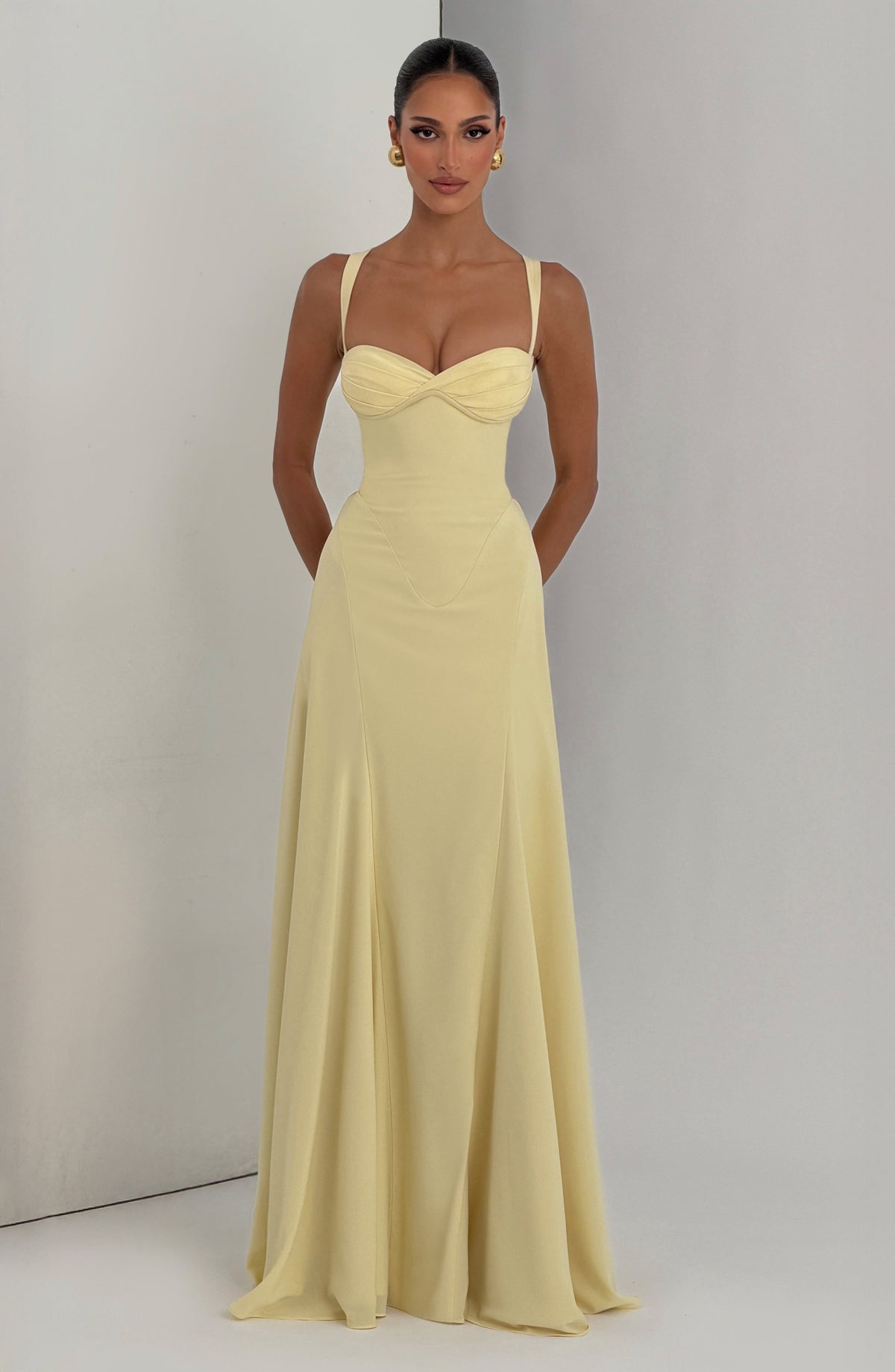 Mirela - Lemon Sweetheart Maxi Dress