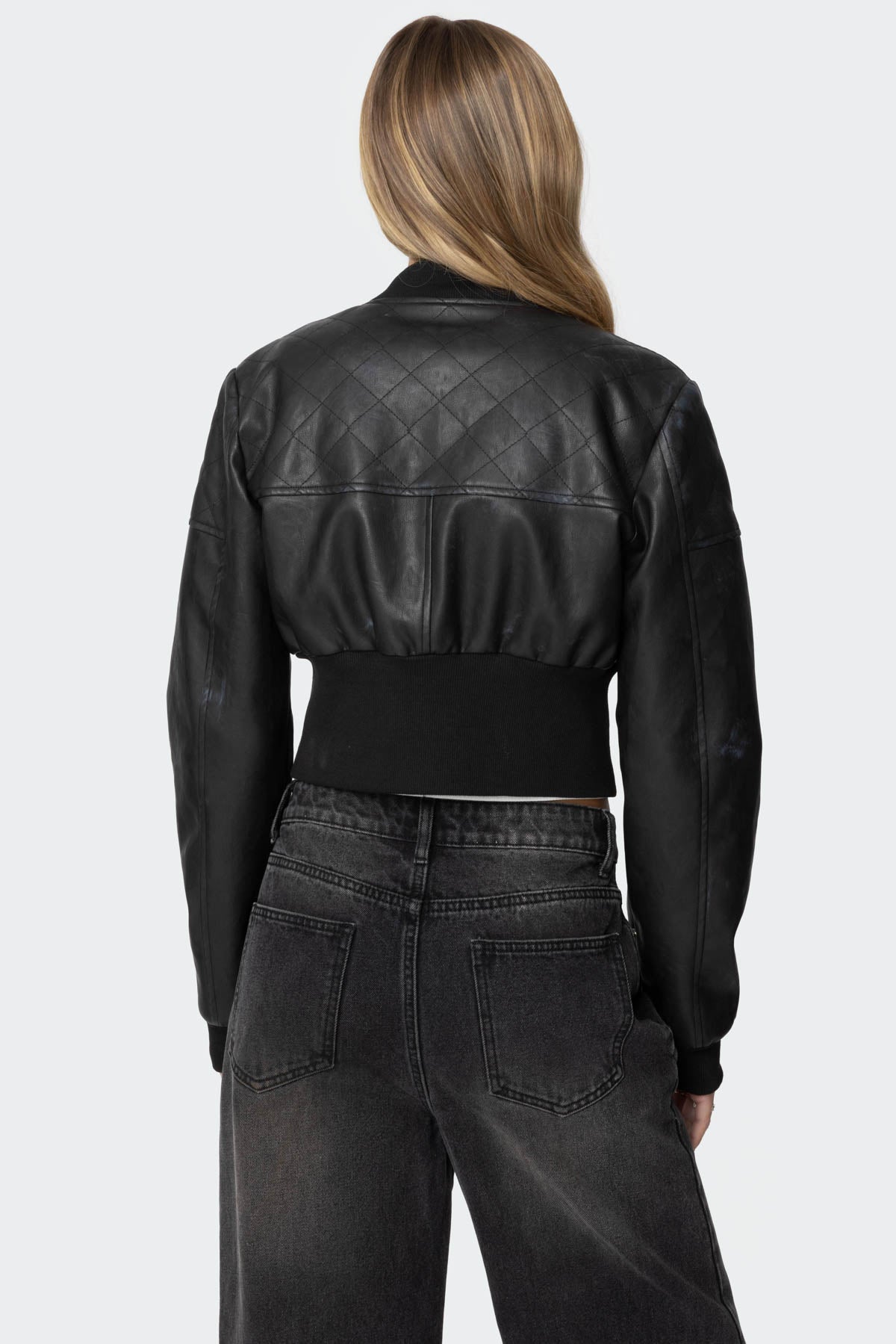 Lunelle - Faux Leather Bomber Jacket