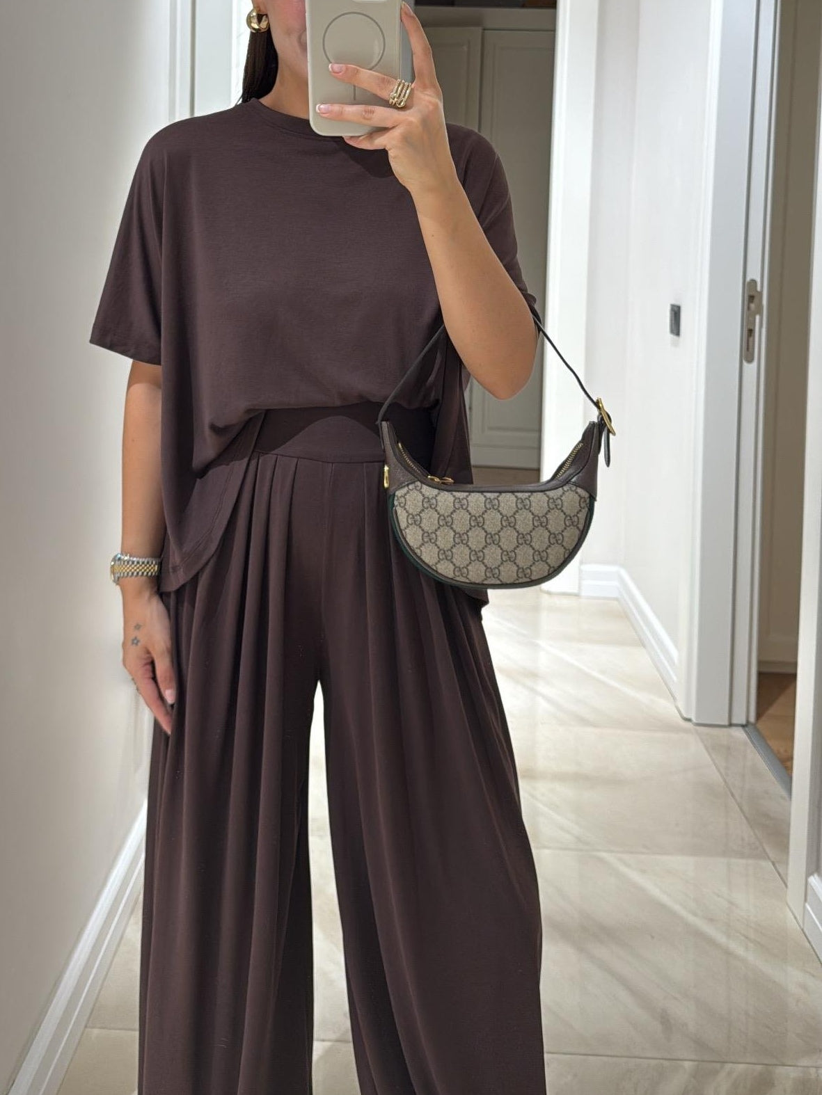 Women's Casual Top and Wide-Leg Pants Set