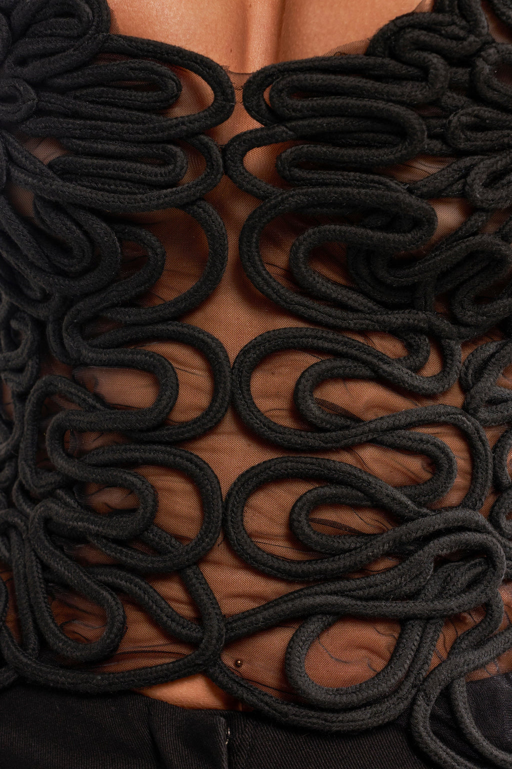 Lysandra - Black Corded Embroidery Top